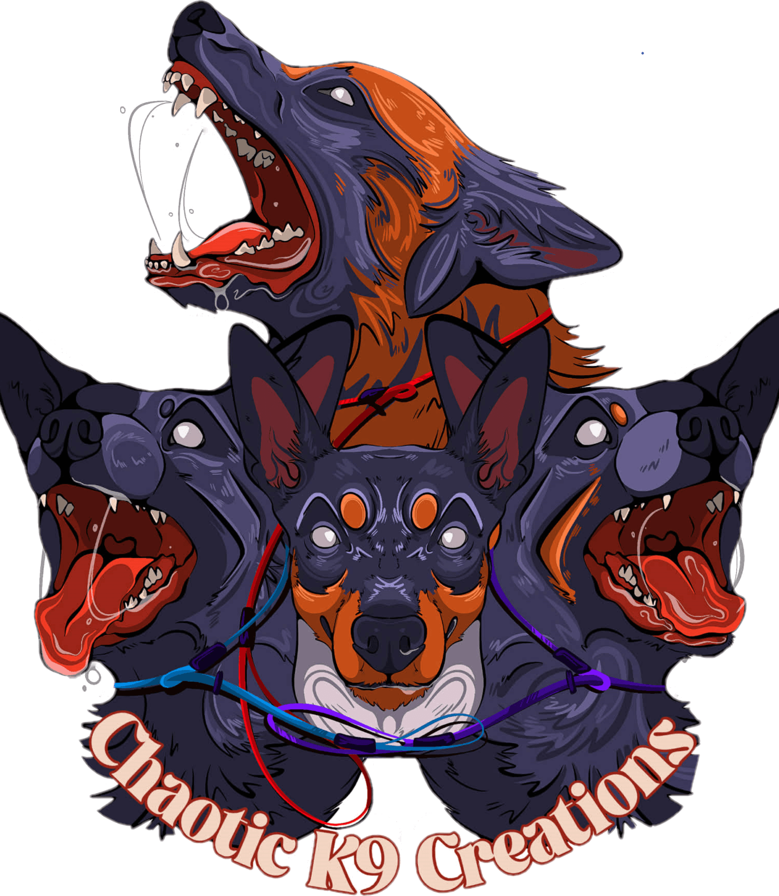 Chaotic K9 Creations three-headed dog mark